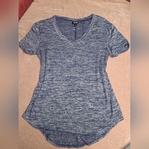a.n.a Heathered Blue V-Neck Blouse